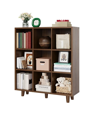 Gaomon 9-cube 3-tier open bookcase, perfect for stylish storage and display in living rooms, bedrooms, or offices. Space-saving and modern design