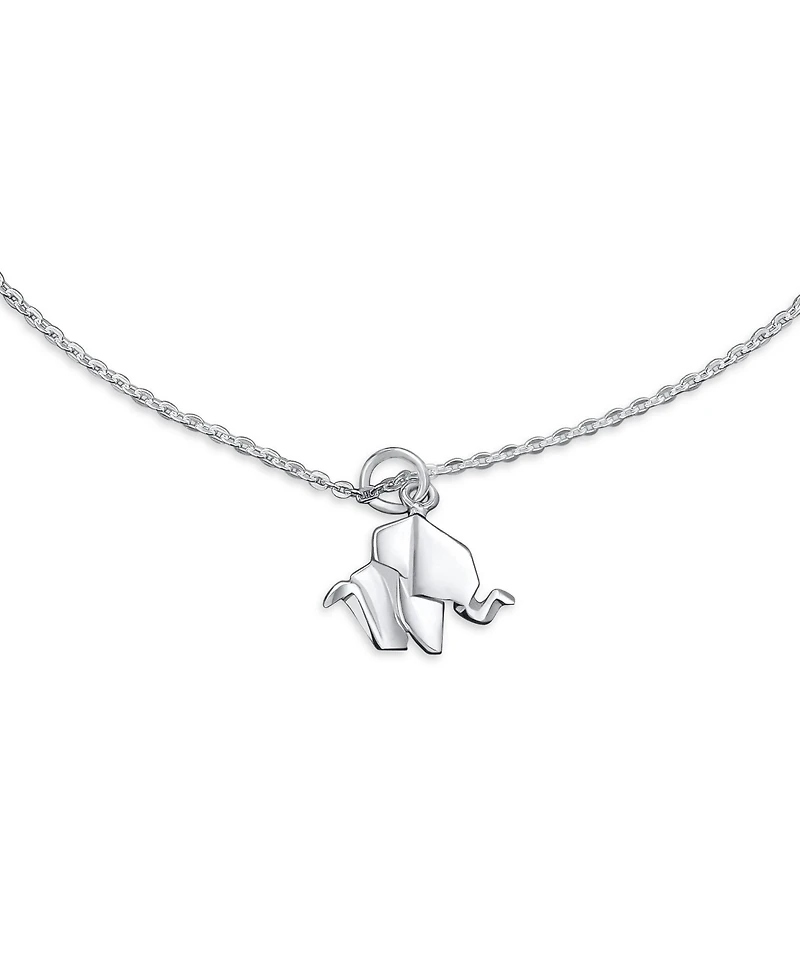 Bling Jewelry Lucky Origami Animal Anklet Zoo Elephant Charm Ankle Bracelet .925 Sterling Silver Adjustable