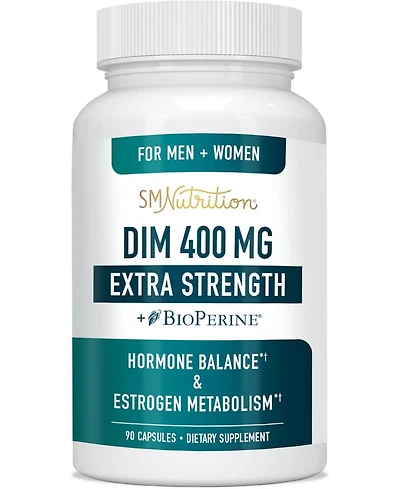 SMNutrition Dim 400 Milligrams Extra Strength Hormone and Estrogen Balance for Men and Women, Menopause and Acne Support, 90 Capsules