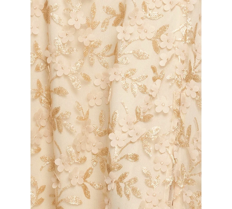 Xscape Women's Square Neck 3D Floral Embellished Ball Gown