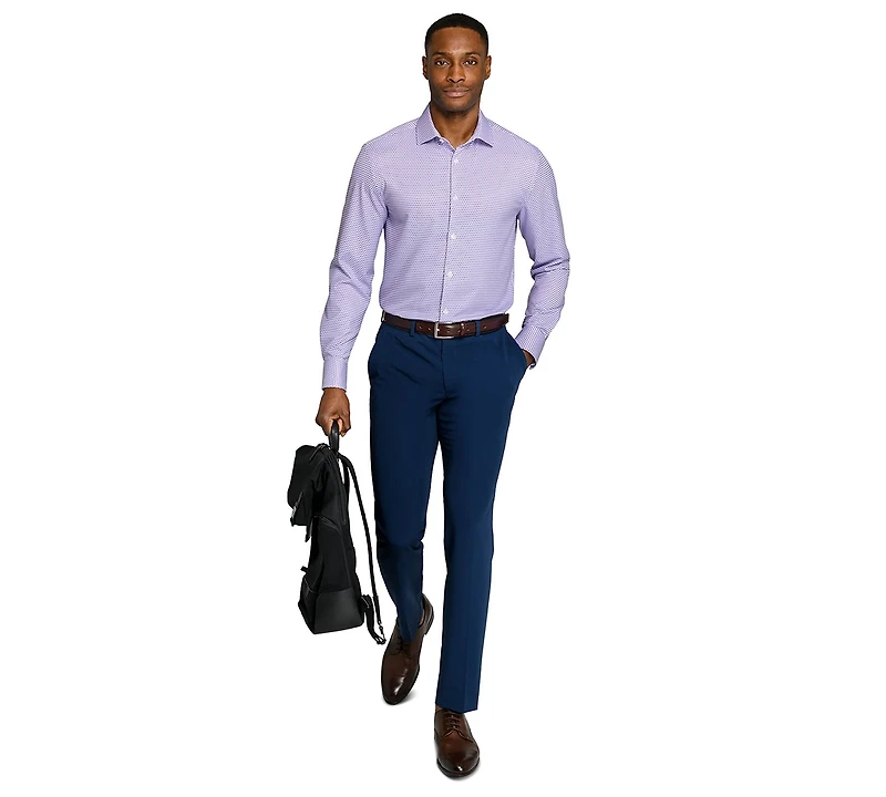 ConStruct Men's Spread Collar Slim-Fit Performance Stretch Comfort Dress Shirt