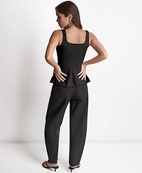 Bcbg Women's Peplum Rib Sleeveless Tank Top
