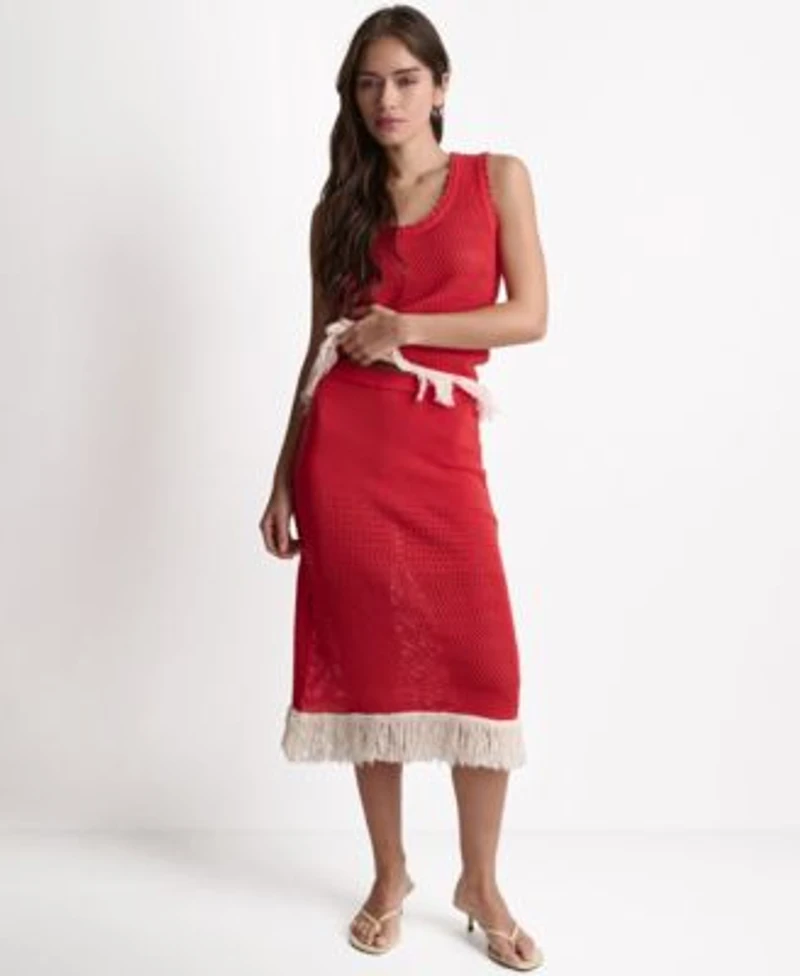 Bcbg Womens Fringe Knit Set
