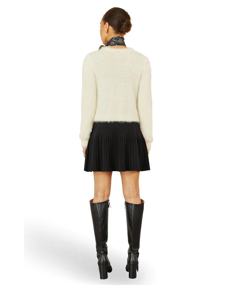 Yumi Women's Eyelash Fluffy Tie Front Bolero