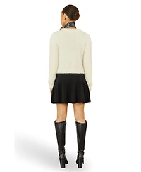 Yumi Women's Eyelash Fluffy Tie Front Bolero