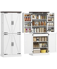 Homcom 72 Inch Tall Pantry Cabinet, Storage Cabinet with 8 Door Racks
