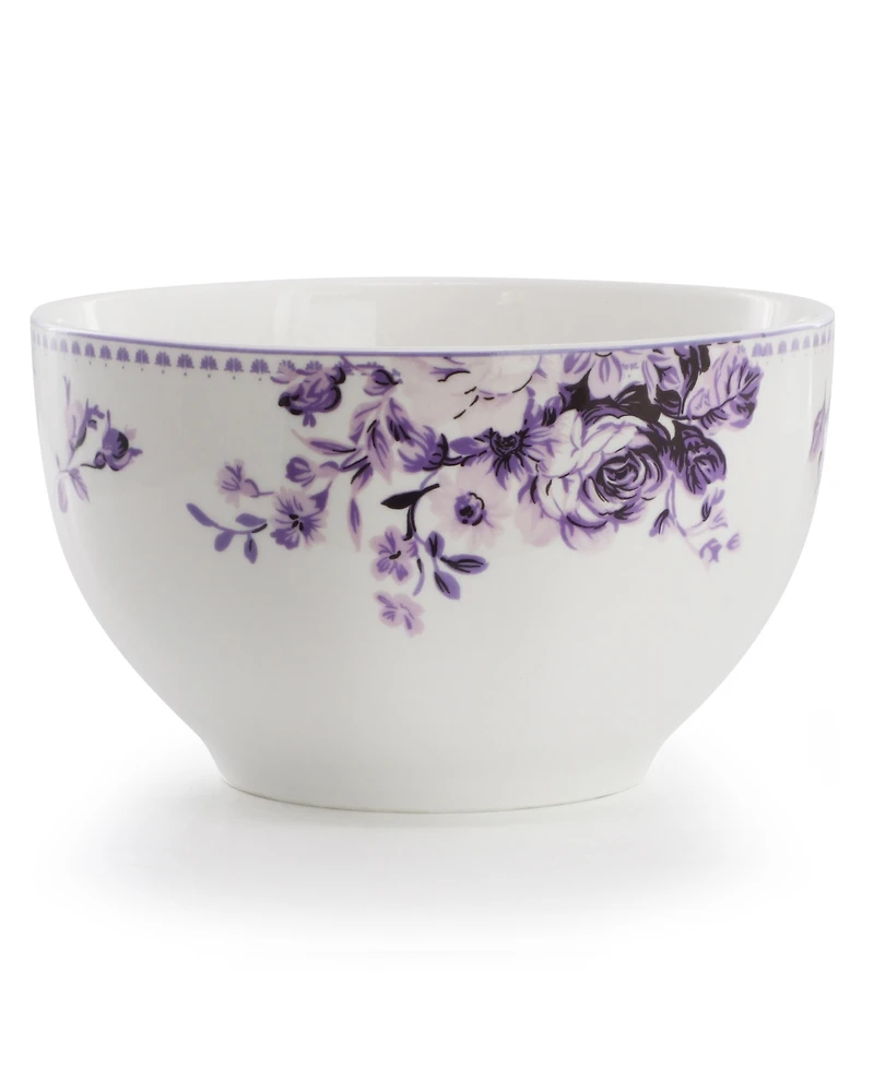 Elama Purple Rose 24-Piece Dinnerware Set, Service For 6
