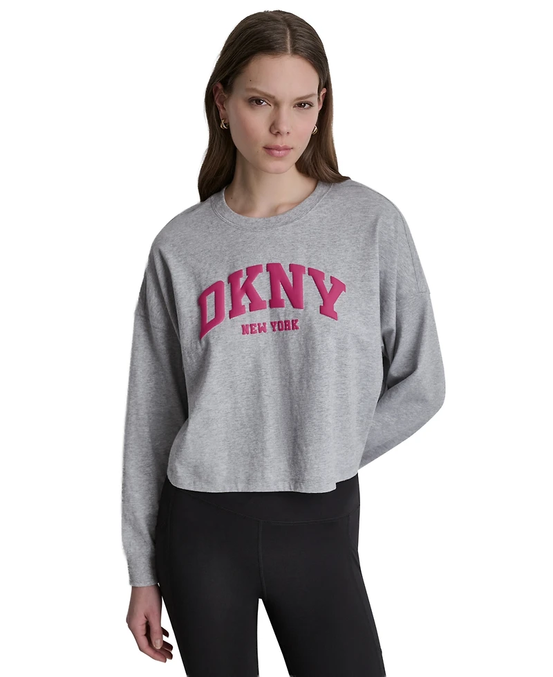 Dkny Sport Women's Varsity Logo Dropped Shoulder T-Shirt