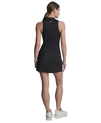 Side Stripe Polo Collar Tank Dress W/Built-in Shelf Bra