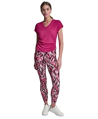 Dkny Sport Women's Ruched Side Seams V-Neck Tech T-Shirt