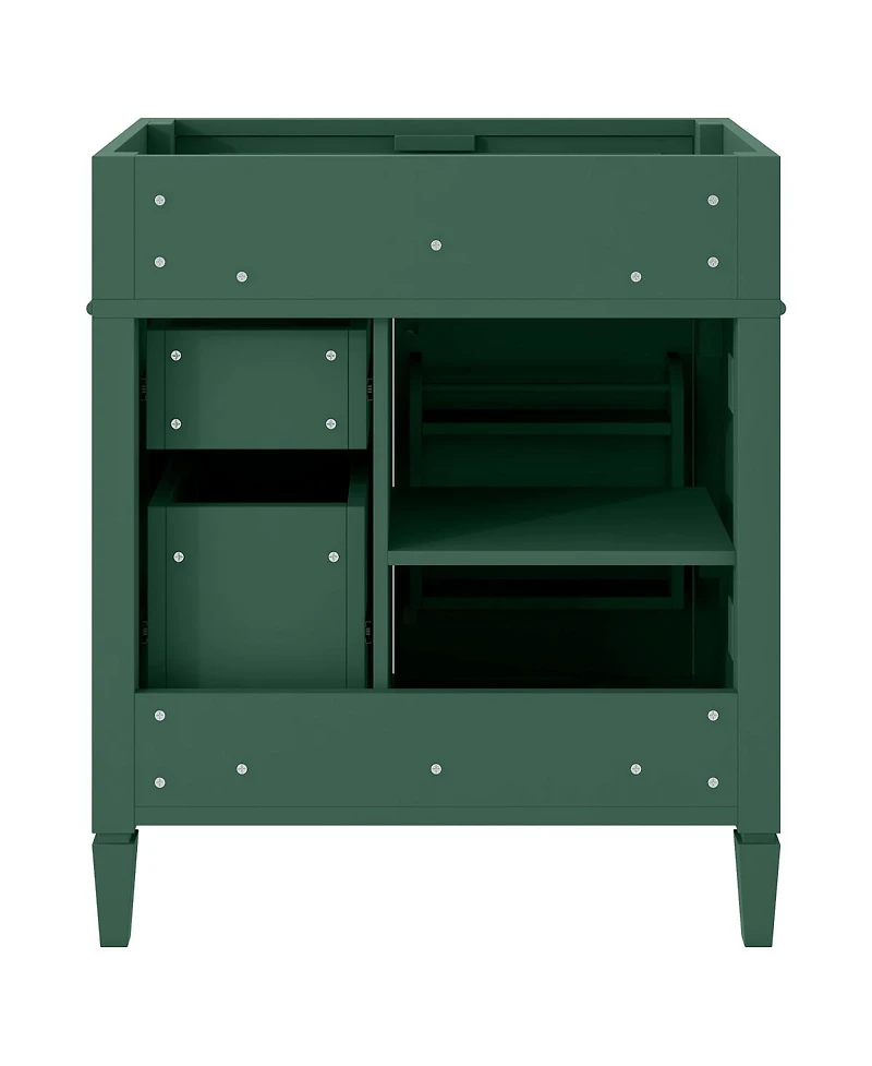 Sillysis 29.3 Inch Modern Bathroom Vanity Cabinet, Solid Wood Mdf, Tip-Out Drawer, Adjustable Shelf, Roman Legs for Small