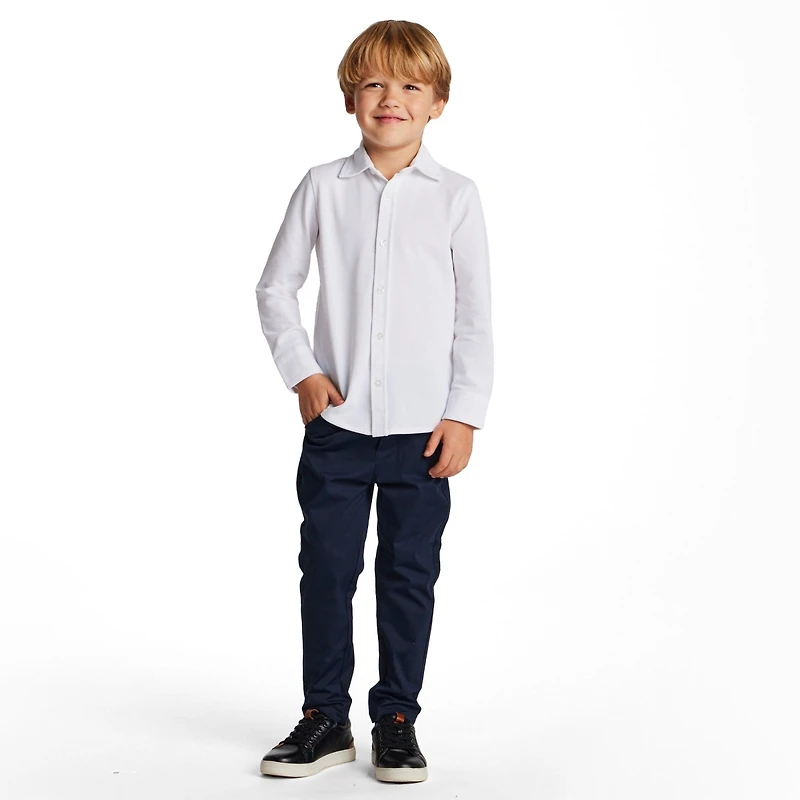 Andy & Evan Big Boys White Knit-Tech Shirt