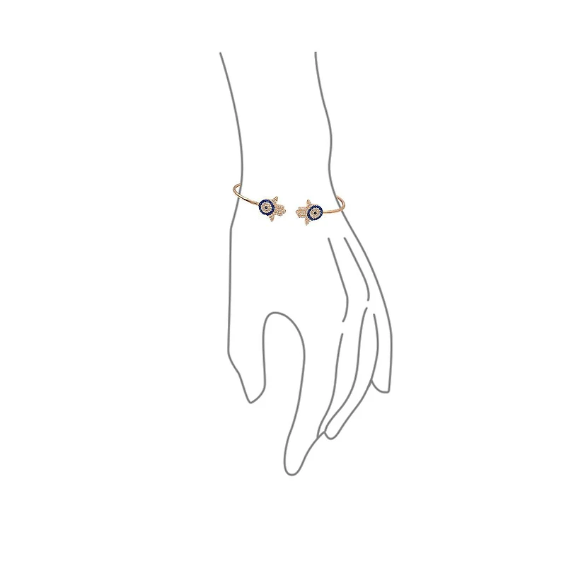 Bling Jewelry Hand Of God Hamsa Evil Eye Bangle Cuff Bracelet Cubic Zirconia Cz