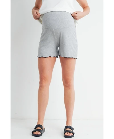 Hello Miz Maternity Ribbed Lounge Shorts with Over-the-Belly Waistband