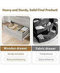 homfan 47.2" Wide 6-Drawer Dresser, Freestanding Vertical Wooden Storage Cabinet for Bedroom, Hallway and Entryway