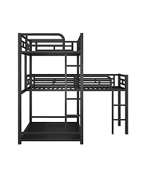 Streamdale Furniture L-shaped Metal Triple Bunk Bed