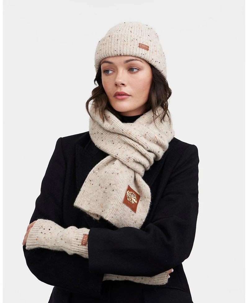 Fable England Women's Taupe Knitted Scarf