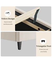 homfan Upholstered Platform Bed Frame with Adjustable Headboard, Wood Slat Support, Noise-Reducing Design, No Box Spring Needed