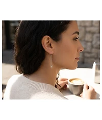 Bling Jewelry Long Chain Dangle Spiritual Religious Cross Threader Earrings