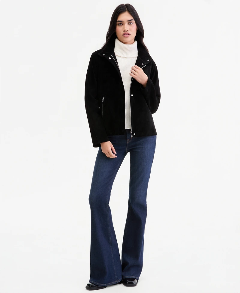 Calvin Klein Women's Petite Suede Zip-Up Jacket, Created for Macy's