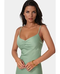 Bebe Women's Crepe Drape Back Maxi Dress