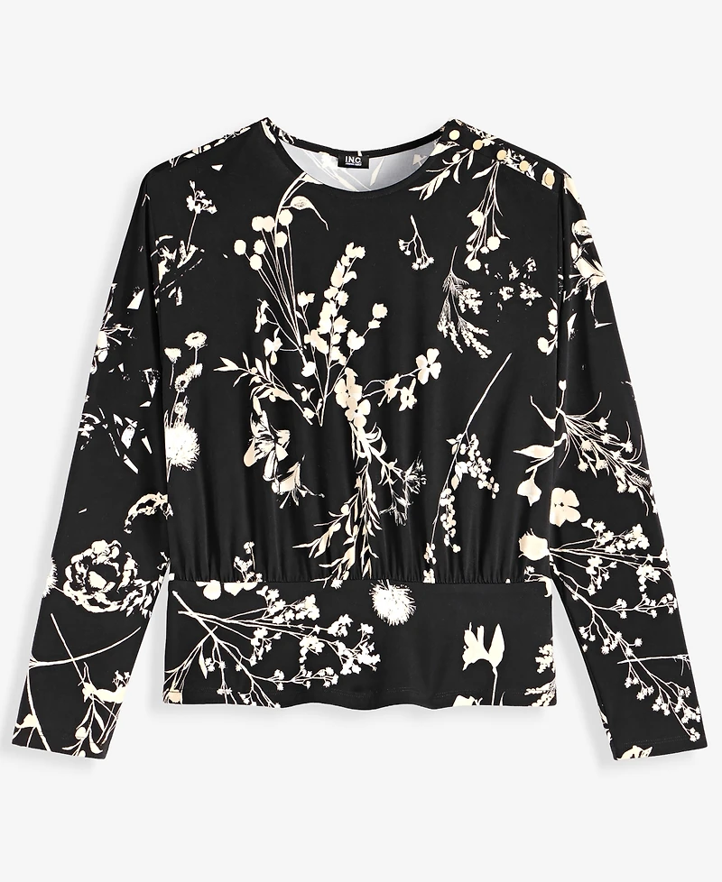 I.n.c. International Concepts Petite Printed Round-Neck Banded-Hem Top, Macy's Exclusive
