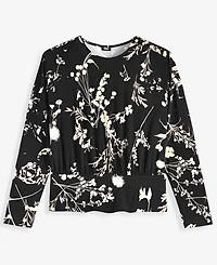 I.n.c. International Concepts Petite Printed Round-Neck Banded-Hem Top, Macy's Exclusive
