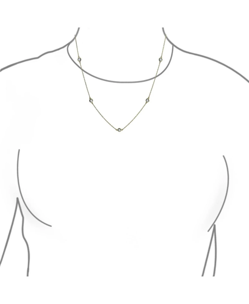 Bling Jewelry Minimalist Long Cz By The Inch Tin Cup Chain Necklace Plated 24 Inch