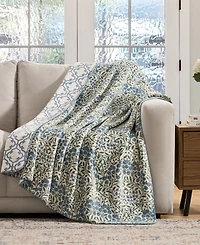Tahari Home Capri Reversible Printed Plush Throw, 50" x 70"