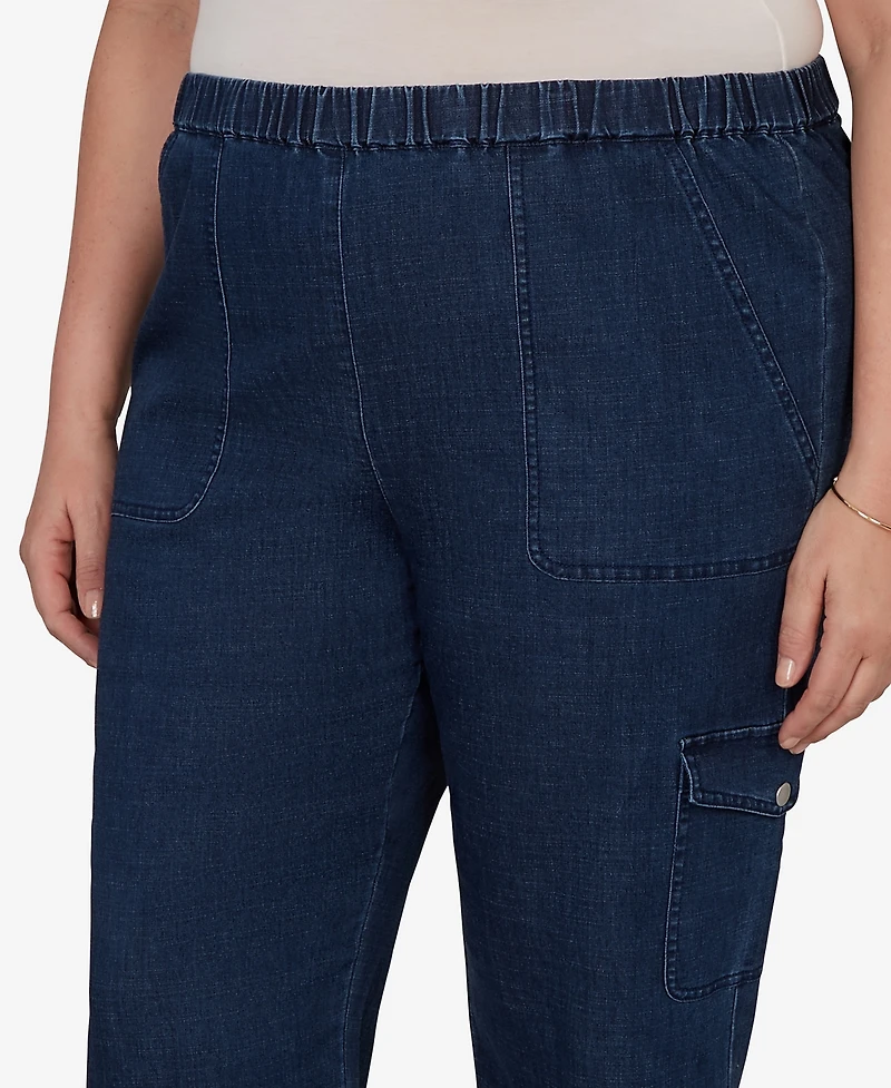 Alfred Dunner Plus Indigo Girls Pull On Cargo Pocket Jeans