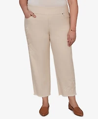 Alfred Dunner Plus Camden Market Tonal Floral Applique Ankle Jeans