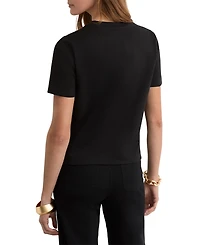 Reiss Women's Stretch-Cotton Ribbed-Neck T-Shirt