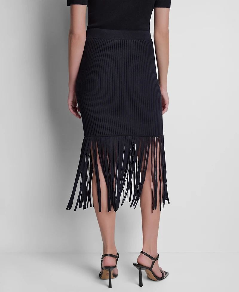Dkny Women's Cotton-Blend Fringe Sweater Skirt