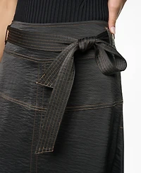 Dkny Women's Tie-Waist Contrast Stitch Skirt