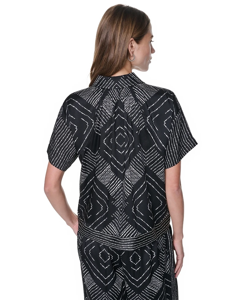 Dkny Women's Printed Button-Down Collared Neck Shirt