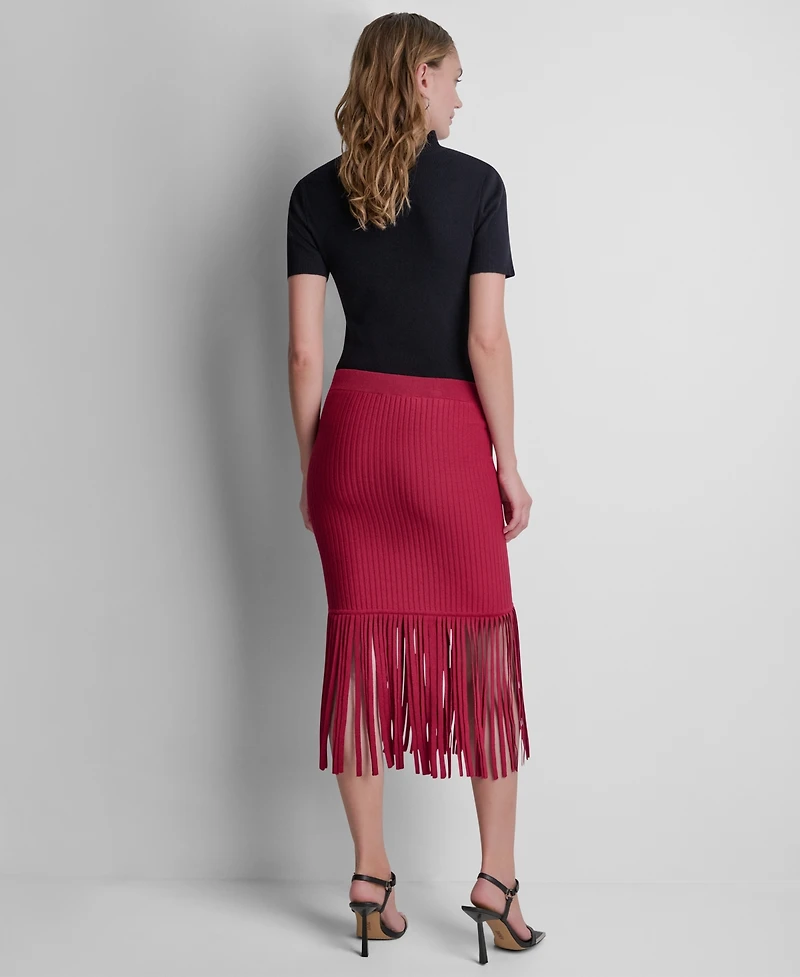 Dkny Women's Cotton-Blend Fringe Sweater Skirt