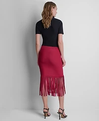 Dkny Women's Cotton-Blend Fringe Sweater Skirt