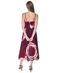 Dkny Women's Printed Voile Braided Detail V-Neck Dress