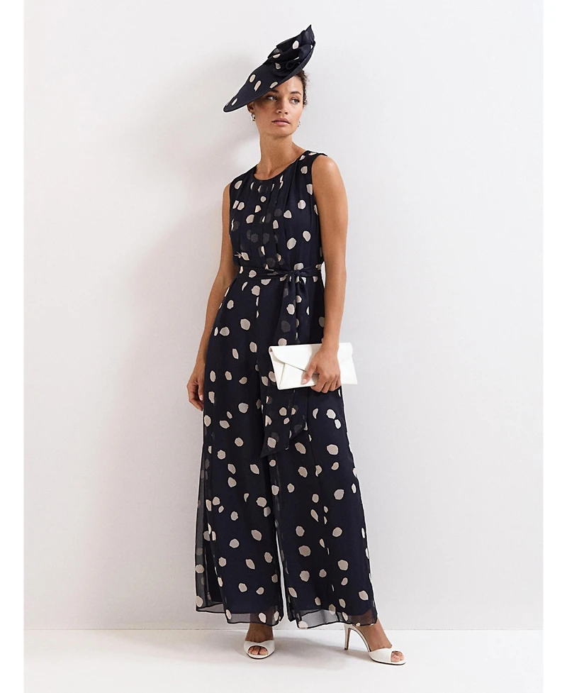 Phase Eight Women's Maxine Spot Tie-Waist Maxi Jumpsuit