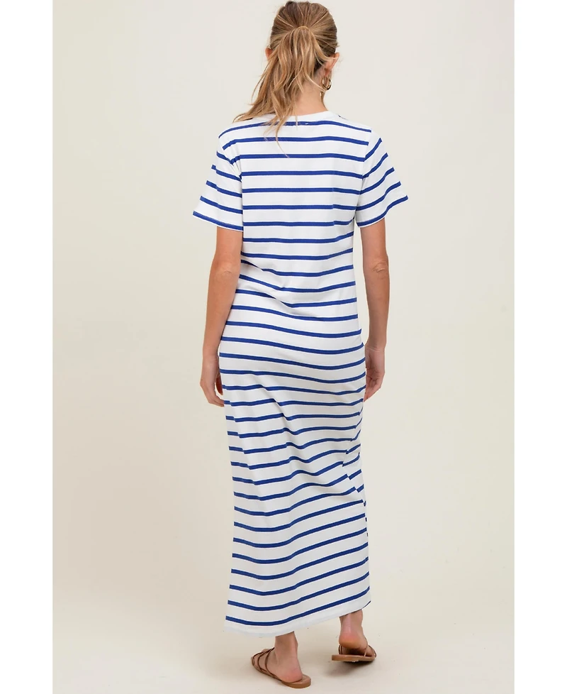 Pinkblush Maternity White Striped Side Slit Maxi Dress
