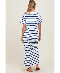 Pinkblush Maternity White Striped Side Slit Maxi Dress