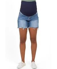 Pinkblush Maternity Blue Distressed Frayed Hem Denim Shorts
