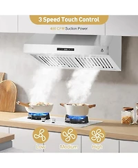 Xo 30 Inch Wall Mounted Range Hood, Ducted, Ductless Convertible Duct for Kitchen
