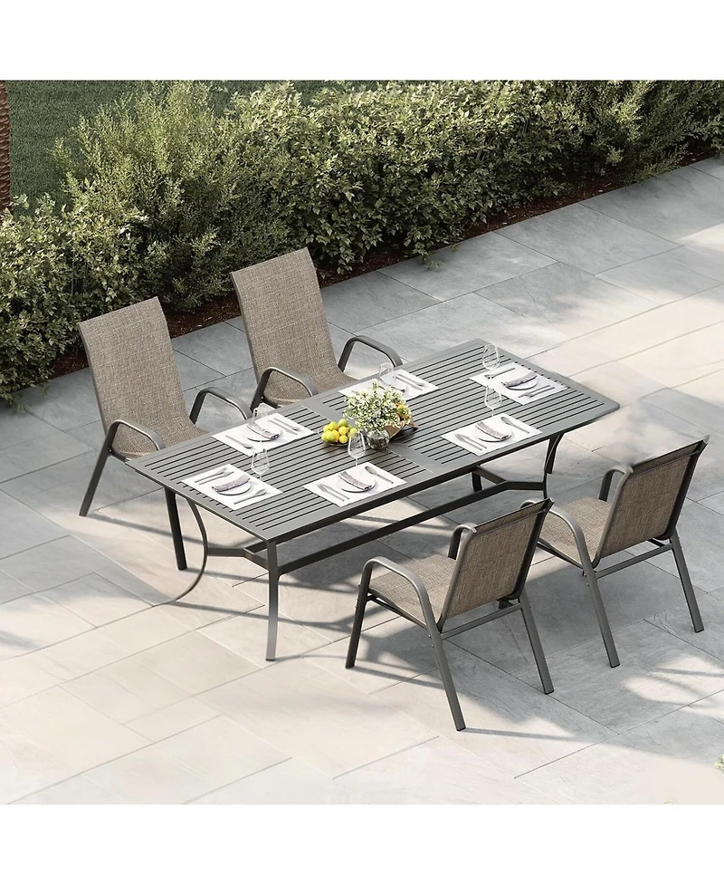 Xo Set of Outdoor Stackable Patio Chairs with High Back for Backyard Poolside Garden Balcony