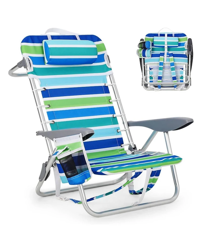 Xo 1 Pack Lightweight Portable Backpack Beach Chair for Adults with 5 Positions, Backpack Straps, Phone Pocket