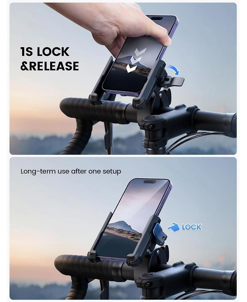 Lamicall Motorcycle Phone Mount Holder, Bike Phone Holder Handlebar Clamp, Bicycle Scooter Phone Clip