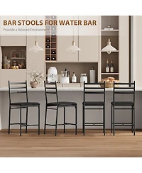homfan Set of Modern Counter Height Bar Stools with Thick Pu Leather Cushion - Curved Back