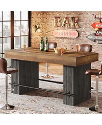 Tribesigns 62 Inch Kitchen Island, Rectangular Bar Table, Industrial Counter Height Pub Dining Table