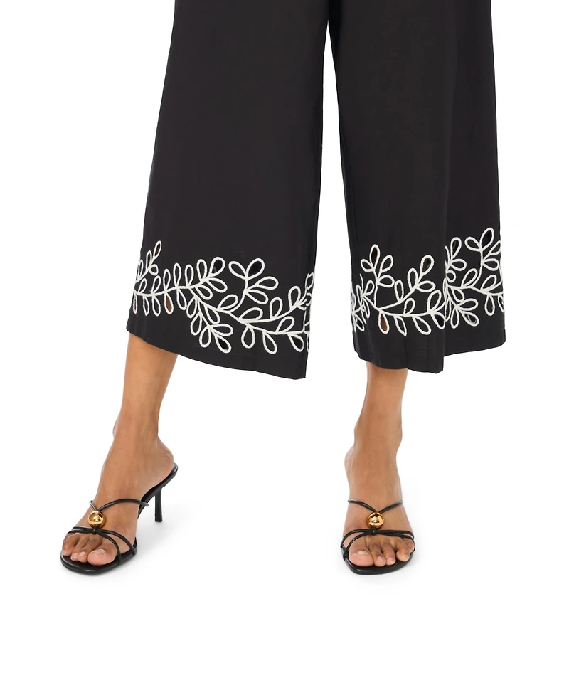 Vince Camuto Women's High Rise Tie-Waist Scallop Hem Pants