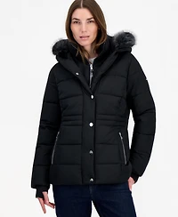 Calvin Klein Women's Faux-Fur Hooded Utility Puffer Coat